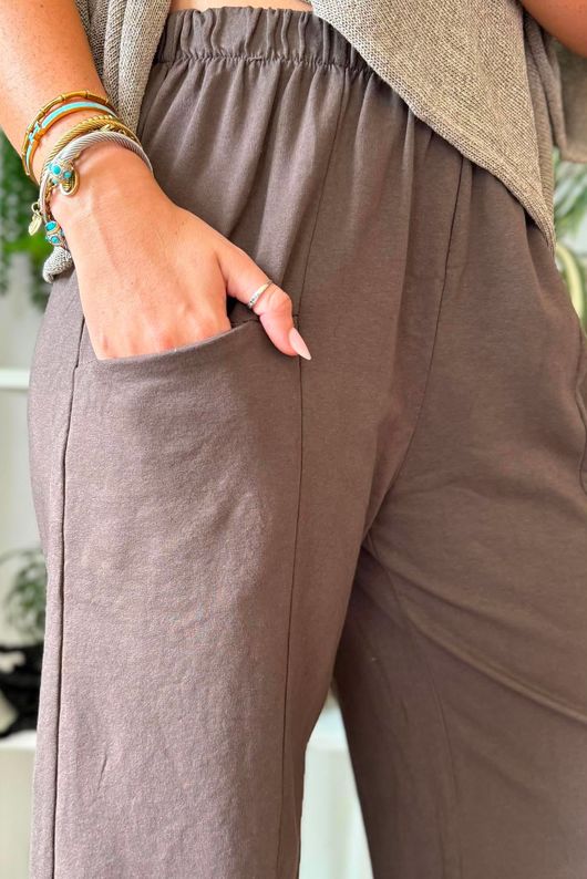 Lagen Relaxed Barrel Pant Chocolate